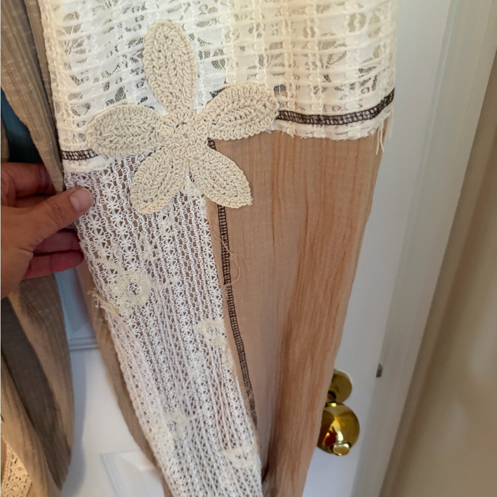 POL Mixed Media Boho Patchwork Harem Pants size L… - image 4